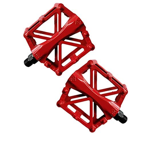 SportMore Metal Bike Pedals fit Mountain Road Bicycle Compatible with MTB BMX - Red