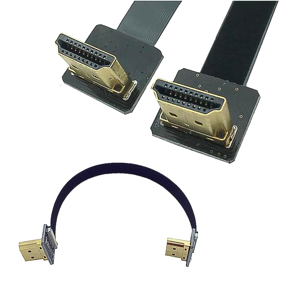 20cm FPV HDMI Slim Flat Cable, Downward Male to Downward Male 1080P HDMI Cord