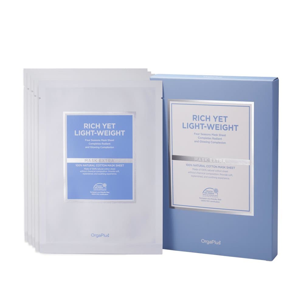Nature & Nature OrgaPlus Rich Yet Light-Weight Mask Extra 5EA Set - Anti Wrinkle Functional Facial Mask Sheet Contains Pure Natural Oil Serum