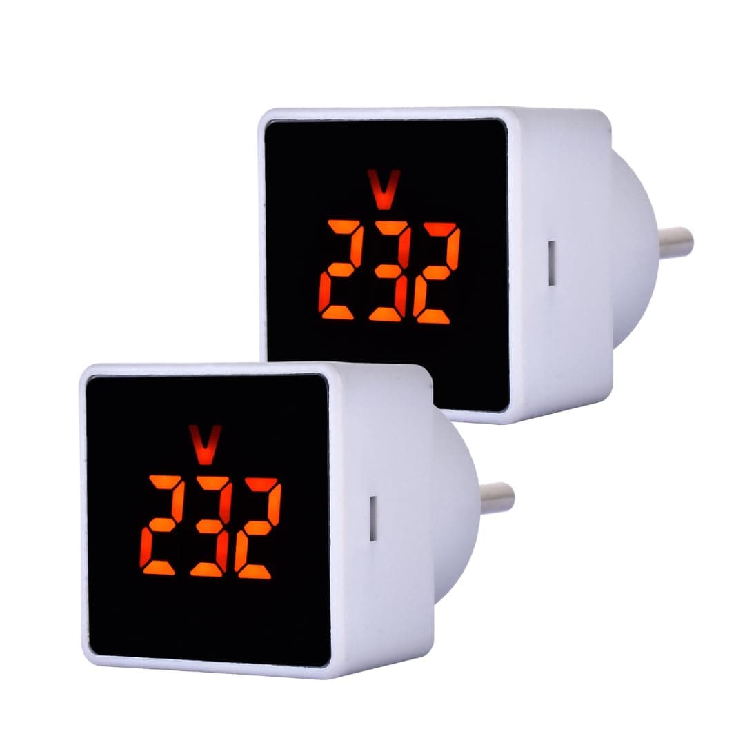 Blackt Electrotech BT71PL Plugin Digital Voltmeter Panel Meter LCD AC Voltmeter Volt Tester Small Size (2), White