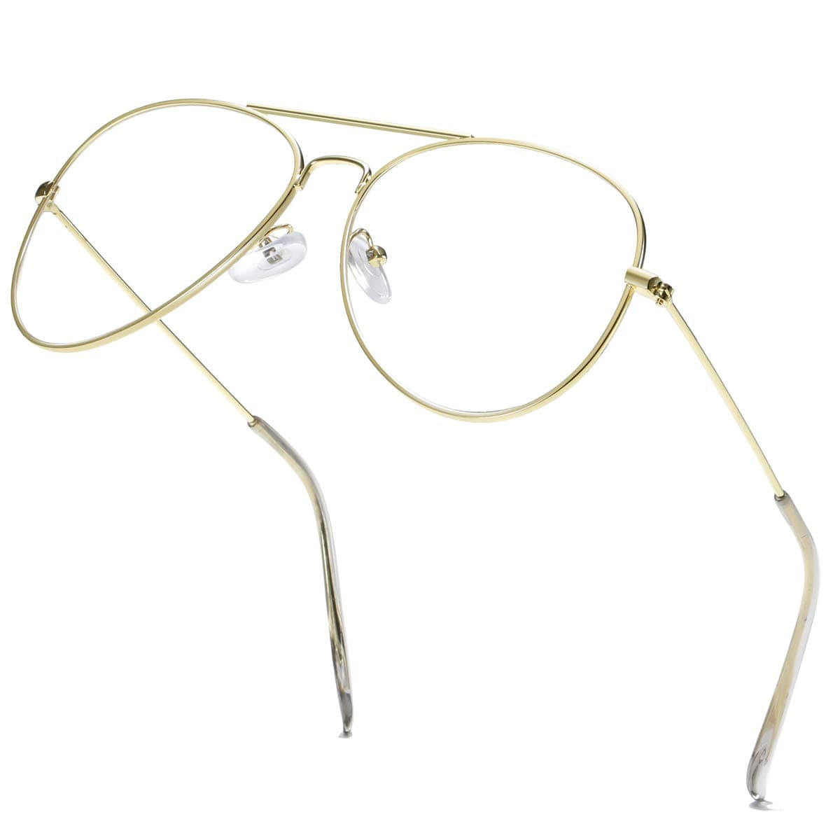 Clear Aviator Glasses Lens Premium Classic Metal Frame Eyeglasses