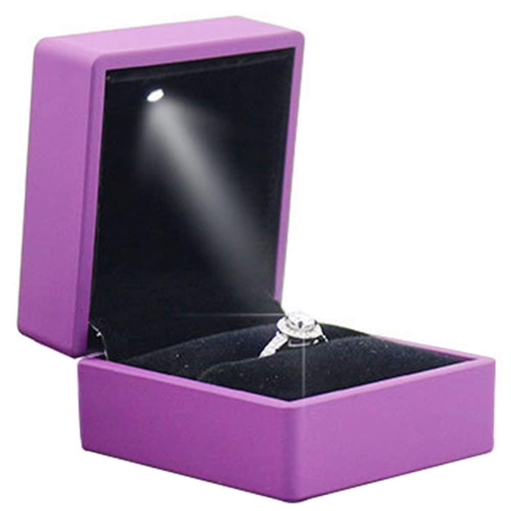 joizo 1PC High-grade Velvet Ring Box Creative Lighting Jewelry Box Jewelry Display Box Storage Box For Wedding Jewelry Gift Decoration (Purple)
