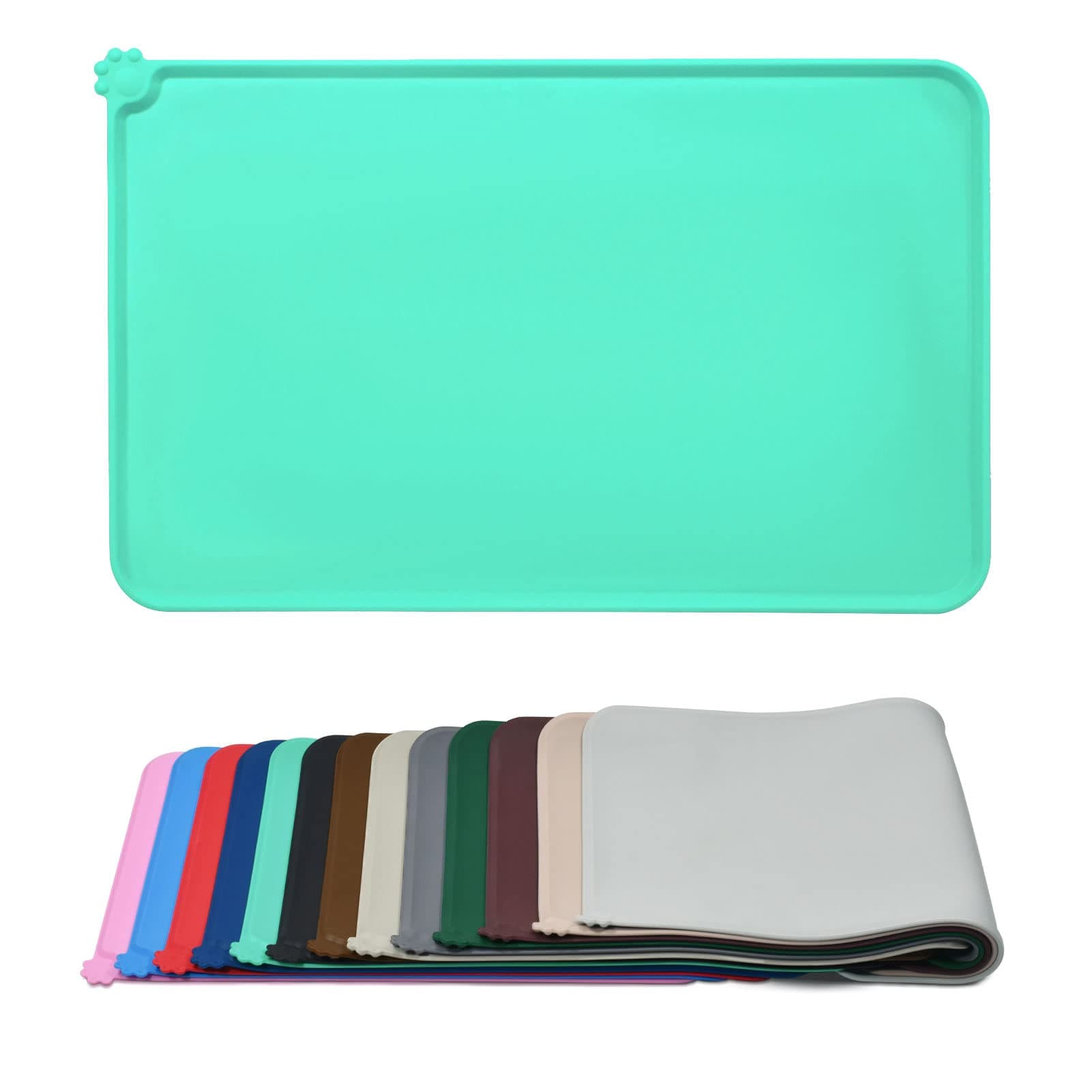 AUDWUD Silicone Waterproof Dog Cat Pet Feeding Mats,Anti-Slip Pet Bowl Mats,Pet Feeding Mat