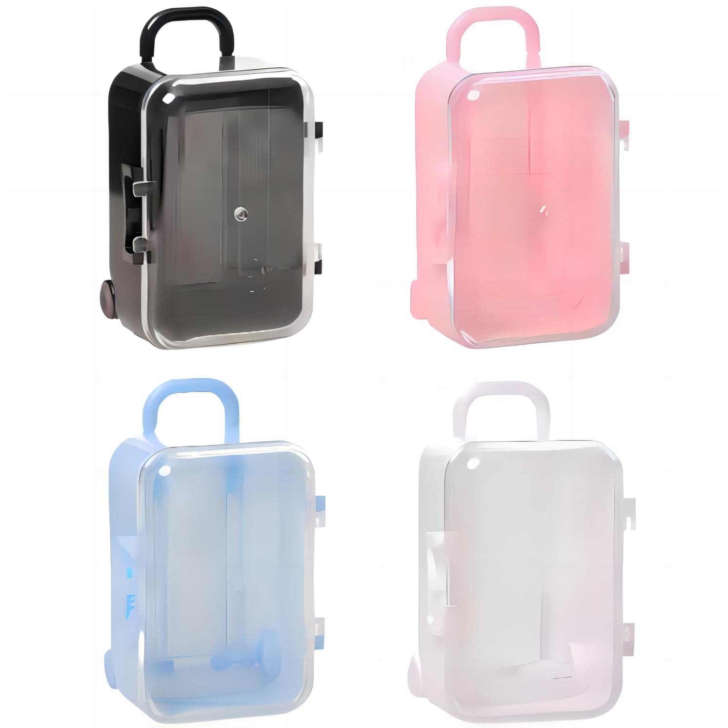 Baasid 4PCS Mini Plastic Travel Suitcase Boxes Suit for Wedding Party Decoration, Handbag Luggage Storage Box, Mini Luggage,Suitcase Gift Box