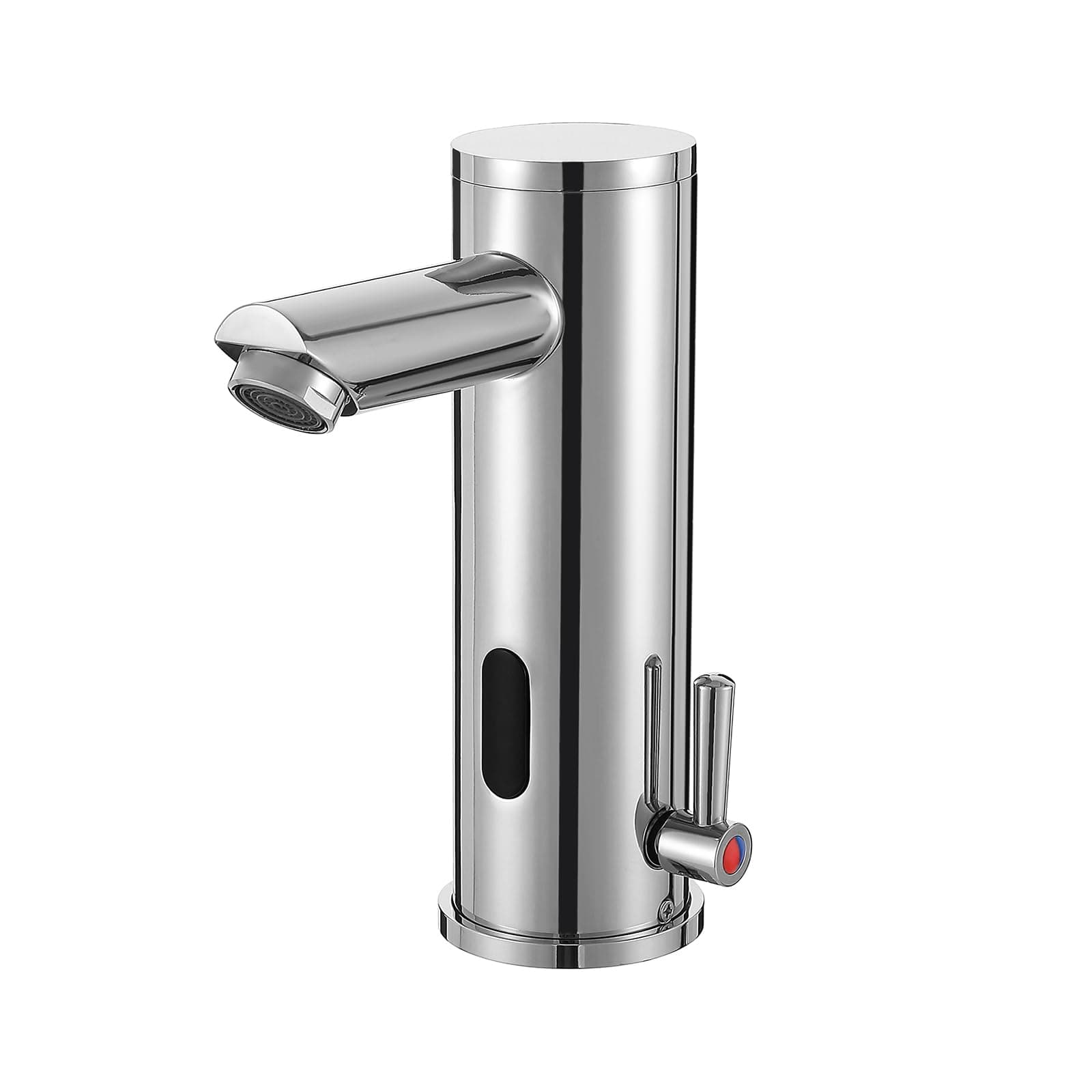 Automatic Touchless Bathroom Sink Faucet Motion Activated Sensor Hands Free Auto Off 1 Hole Commercial Infrared Brass Basin Faucets Adjustable Cold Hot Single Handle Water Mixer(Chrome)