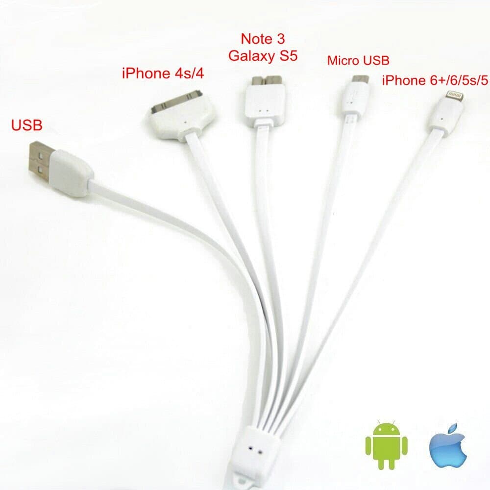 COTTEE 4 in 1 USB Charging Cable for iPhone 5S 5C 5, iPhone 4s 4, iPad 4 3 2, iPad mini, iPad air, Samsung Galaxy S5 S4 S3, Note 2, Note 3, Most Android Cell Phones, Tablets and Devices