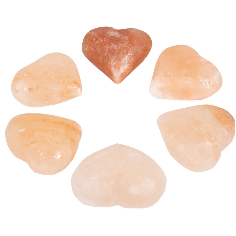 Heart Massage Stone, Pink Crystal Hand-Carved Stone for Massage Therapy, Deodorant and Salt and Sugar Scrubs, 2.75” W x 3” H x 1.5” D (Pack of 6)