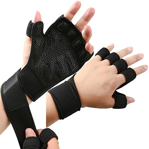 New Ventilated Weight Lifting Gloves with Built-In Wrist Wraps, Full Palm Protection & Extra Grip Support for Pull Ups & WODs, Cross Training, Fitness, Powerlifting & Gym Workouts for Men & Women