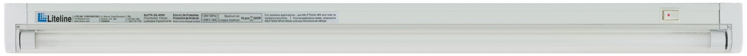 ALFT4-20-4100 T4 20W Aluminum Fluoro Bar Two-Wire System Undercabinet Fixture, 4100K, White