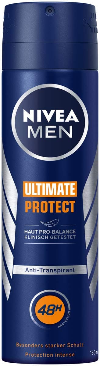 Nivea Men Ultimate Protect Deodorant Spray (150 ml), Antiperspirant with Extra-Strong Protection, Deodorant with 48-Hour Protection