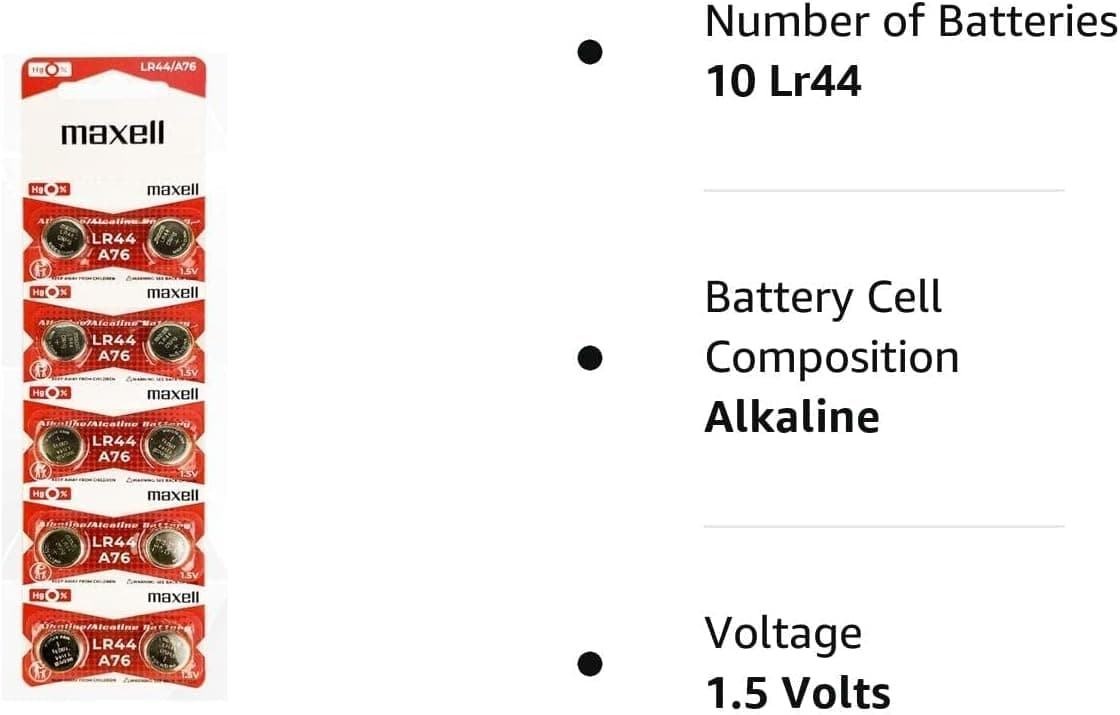 10 x MAXELL AG13 LR44 A76 1.5V Alkaline Batteries