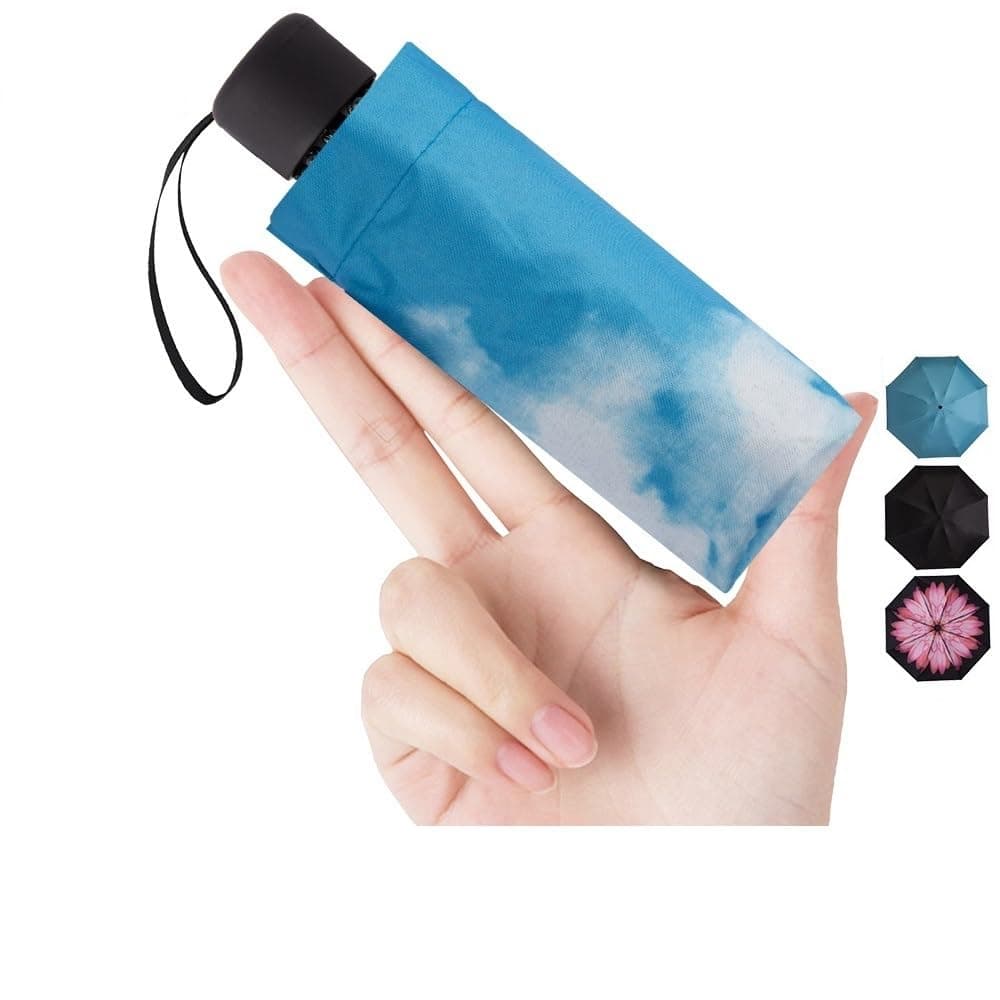 Goothdurs Mini Travel Compact Windproof Umbrella - Small Folding Lightweight Sun & Rain Umbrellas with 95% UV Protection for Women Men