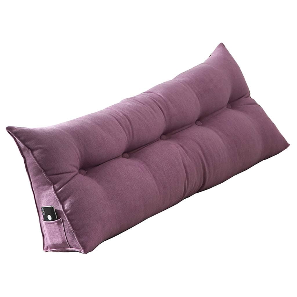 Triangular wedge Bed backrest pillow,Large big Washable Bedside back cushions,Three-dimensional Headboard cushion,Solid color Tatami Reading backrest cushion-purple 80x50x20cm