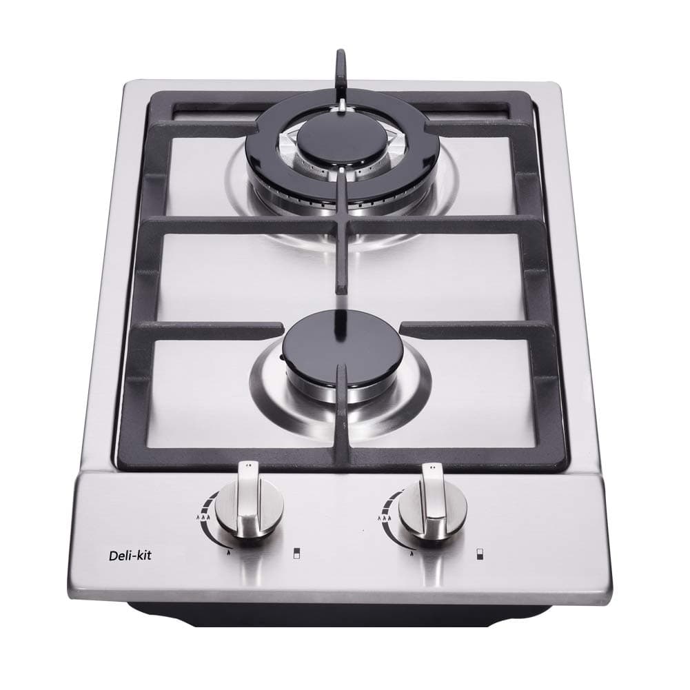 - 12 Inch Gas Cooktop With Dual Fuel Sealed 2 Burners - Stainless Steel Drop-In Hob DK223-A01 Cooker