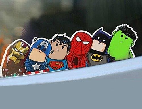 Cute Car Stickers Safety Warning Racing Decal Docer Body Reflective Save World Hero Cartoon Wry Crooked Neck Home Office Art Avengers