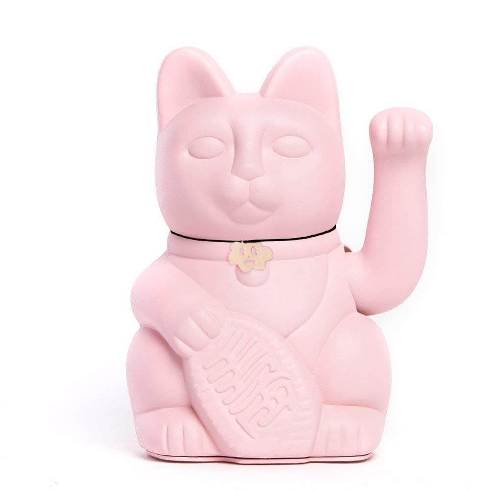 Chinese Lucky Cat. Waving Cat. Maneki Neko good luck. LIGHT PINK, Large (12x9x18cm)