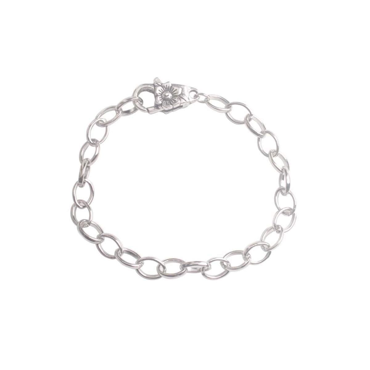 ChangJin 10PCS Silver Tone Metal Chain Flower Clasp Bracelets 22cm for Jewelry Making