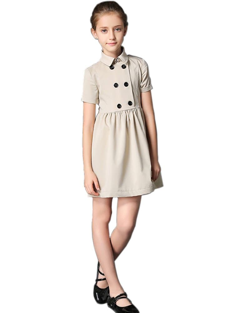 MIQI Girls School Uniform Dress Back School Polo Shirt Jumper Shirt Dresses