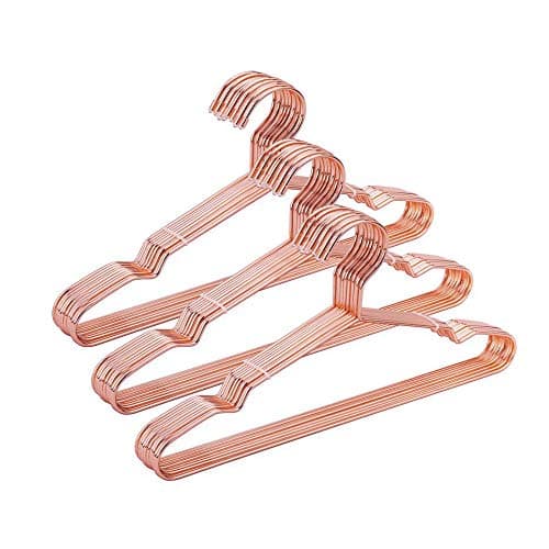 12.5" Children Rose Gold Metal Clothes Shirts Hanger with Notches, Children Hanger, Cute Small Strong Coats Hanger for Kids, 30Pack