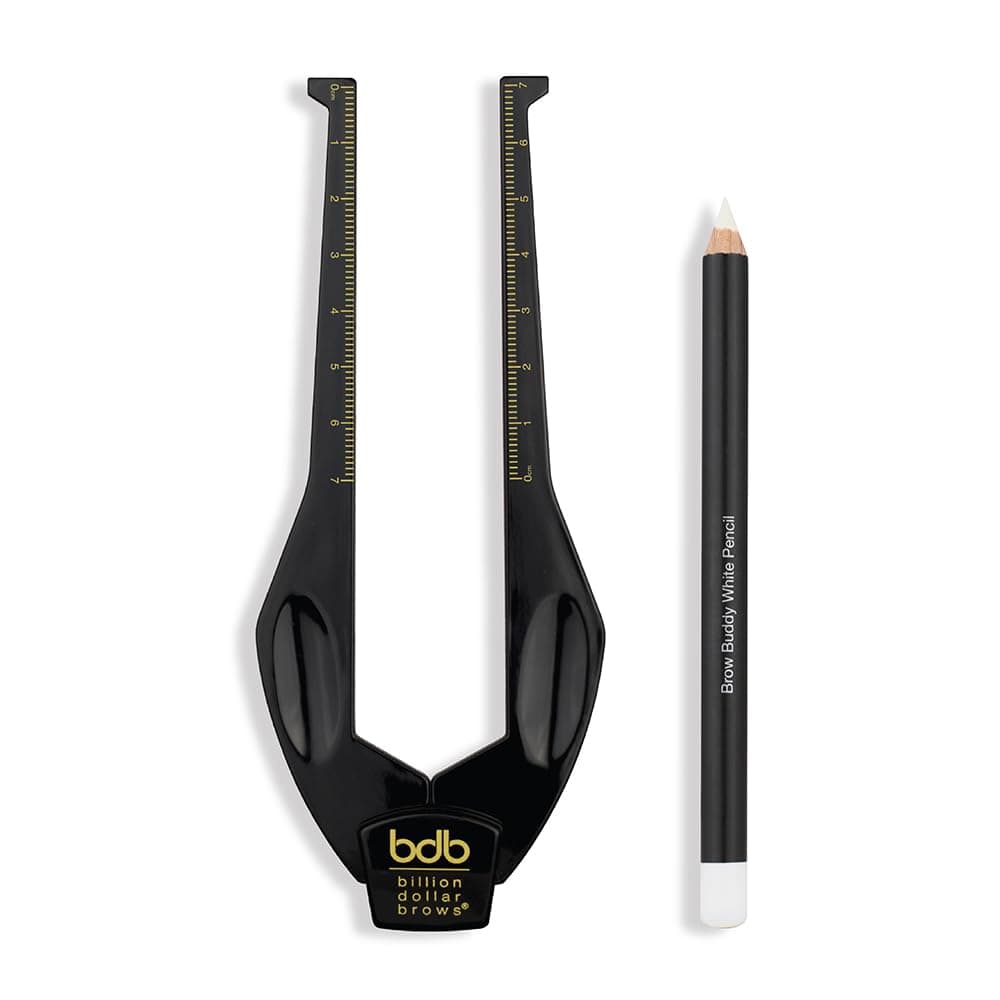 Billion Dollar Brows 2-Piece Brow Buddy Contour Stencil Microblading Kit – Achieve Symmetrical, Perfectly Shaped Brows, Ideal for Tweezing, Threading & Waxing, Vegan & Cruelty-Free - Black