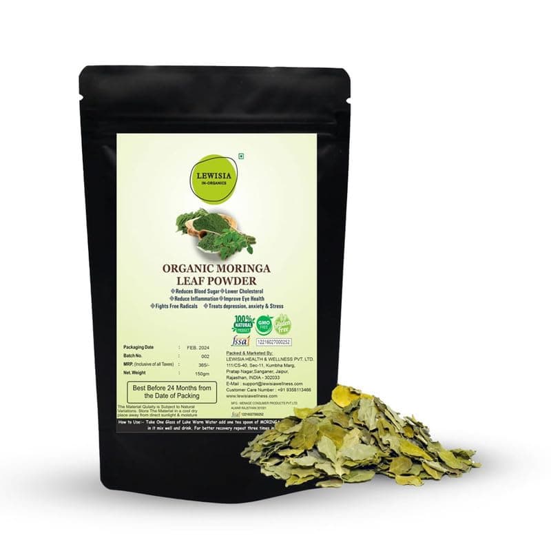 Moringa Leaves Powder (150 Gm) for Immunity, Skin & Hair, Boosts Metabolism, Rich Source of Calcium, Iron & Antioxidants | Organic Moringa Powder Weight Loss