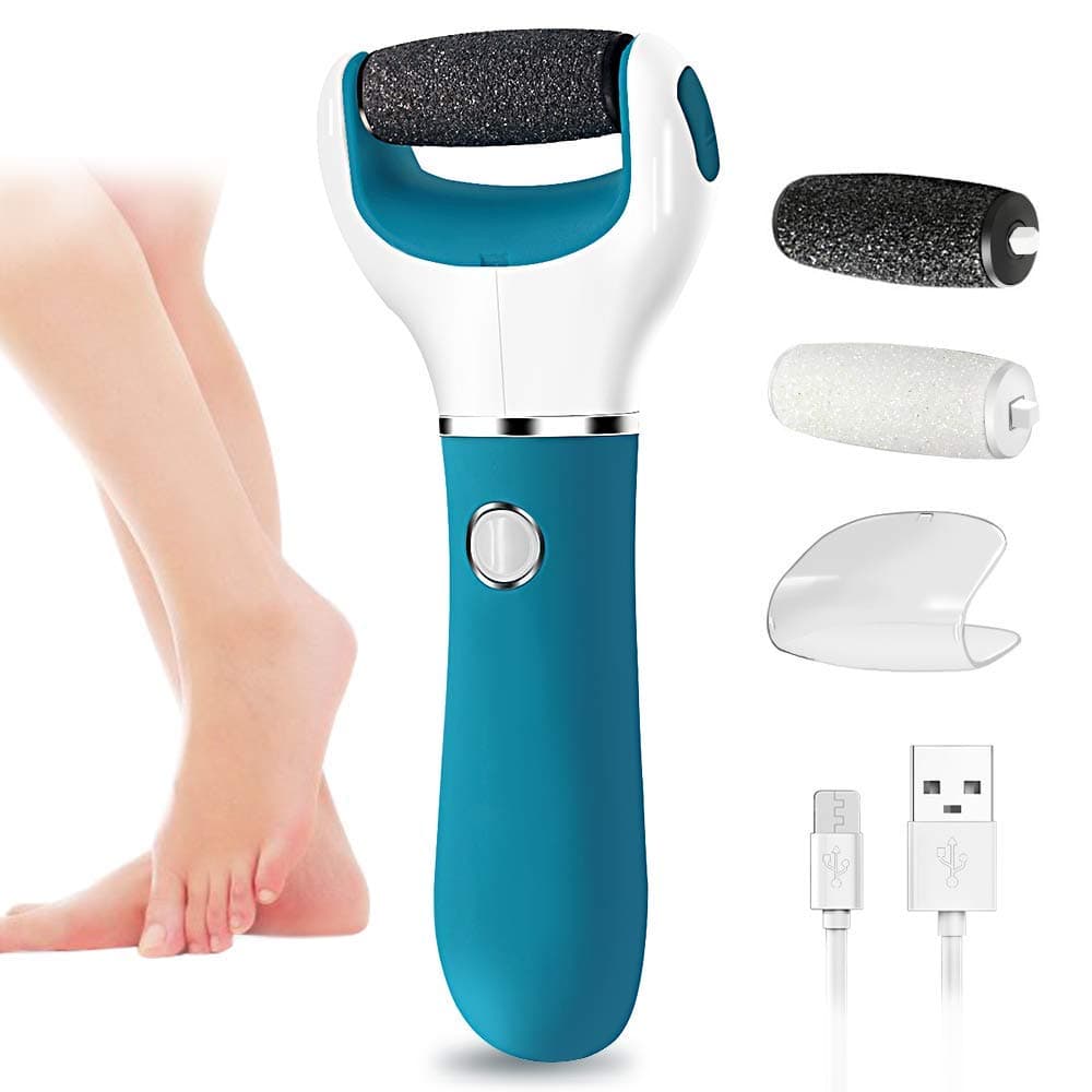 WEEFEESTAR Electronic Callus Remover, Foot File Rechargeable Hard Skin Foot Scrubber Pedicure Tools Pedi Feet Care Kits with 2 Roller Heads