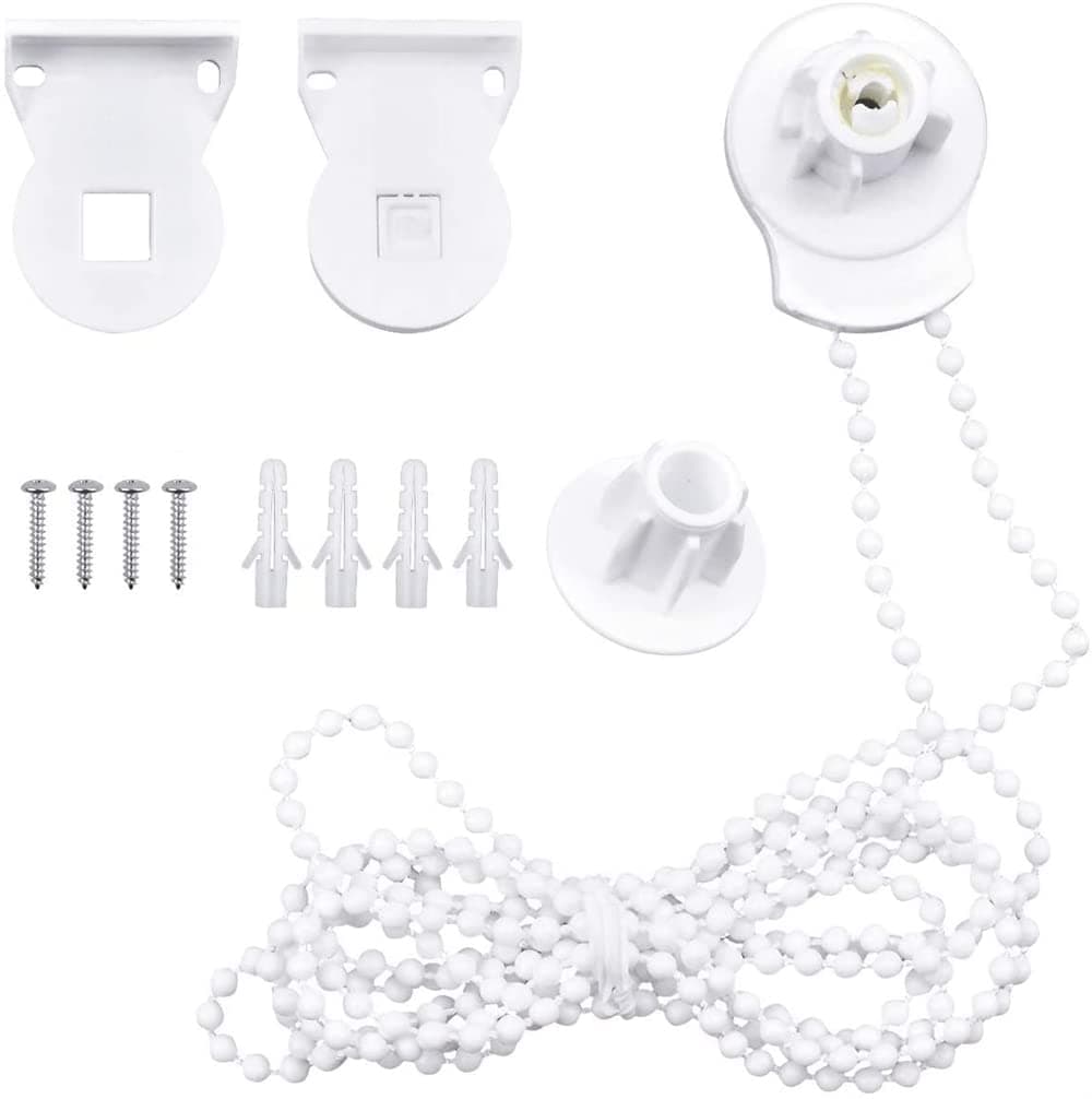 ELECDON Roller Blind Fittings, 25mm Roller Blind Brackets, Plastic Rolling Blind Replacement Repair Kit, Curtain Roller Accessories with Beaded Chain Screws for Windows