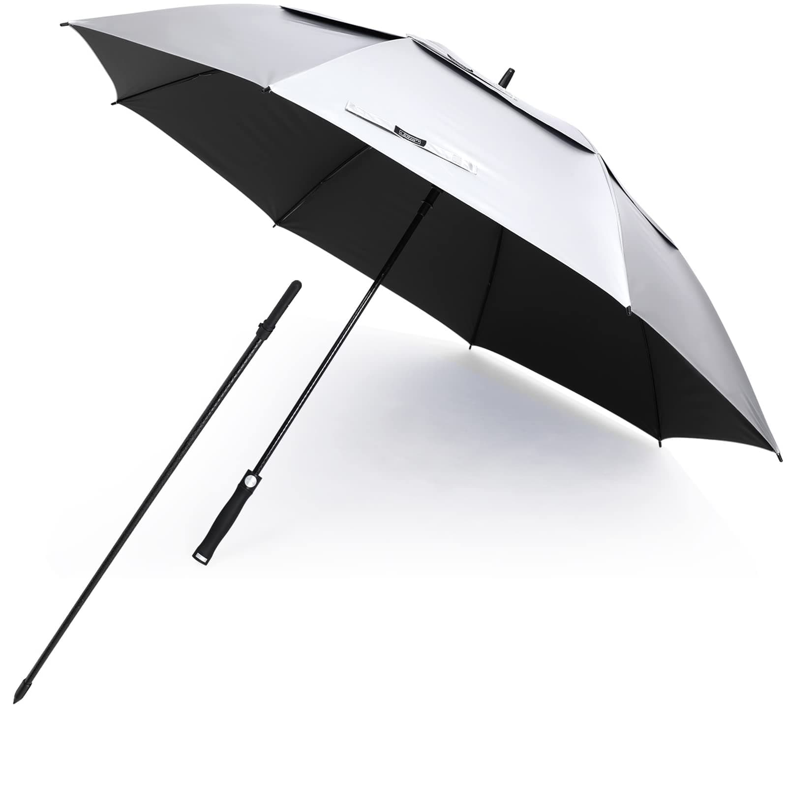 Vented UV Golf/Beach Umbrella 68" Arc, Auto Open Oversize Extra Large Windproof Sun Shade Rain Umbrellas