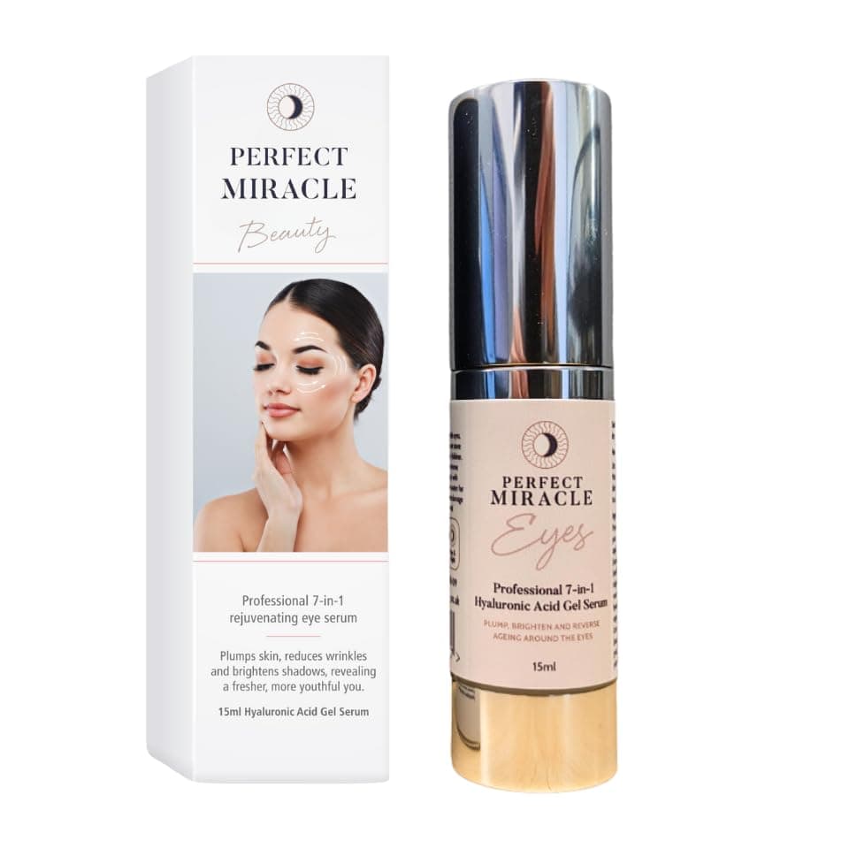 Perfect Miracle Eye Serum - Hyaluronic Acid Gel Serum with Agran Oil & Natural Fruit Extracts - Anti-aging Skincare, Fragrance Free - Made in the UK