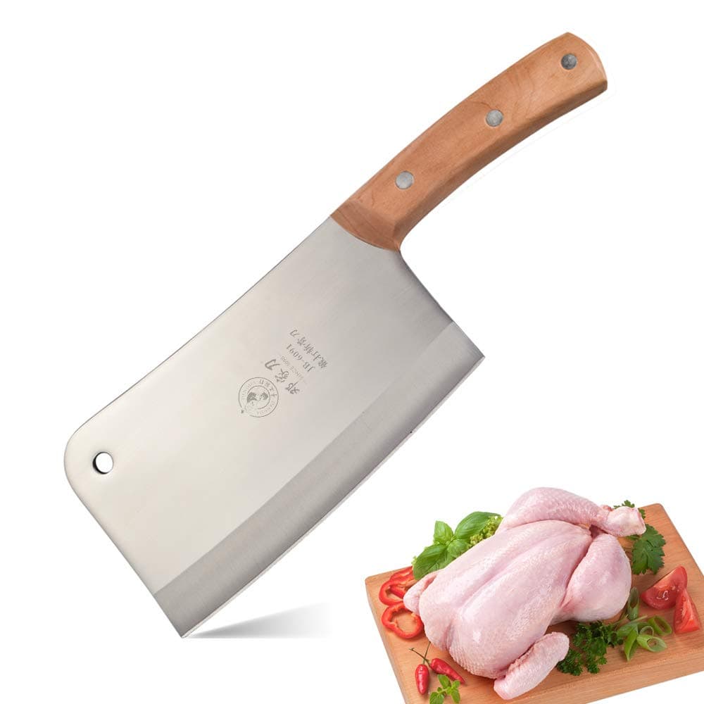 DENGJIA 7 Inch Blade Forged Cleavers Chopper Knife Household Butcher Knife Heavy-Duty Cleaver with Full Tang Wooden Handle For Cutting Bones