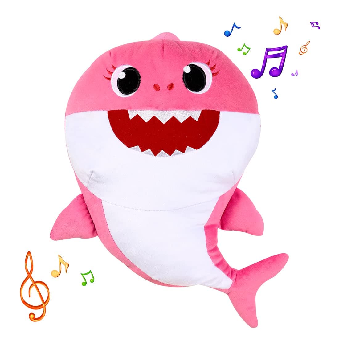 Pinkfong Baby Shark Baby Shark Plush Cuddle and Sing with Plush Toy 18 Inch Mommy Shark for The Kids of 1 Year and Above,White,BS60011