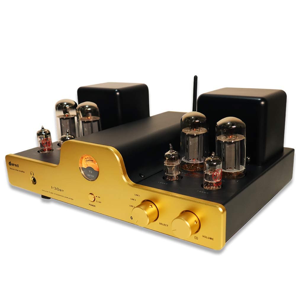 Dared I30BT HiFi Vacuum Tube Integrated Amplifier Hi-end with Bluetooth USB-DAC/LINE input and Headphone Output,Output Power 30Wx2,with 6L6G(5881),12AX7(ECC83),12AU7(ECC82) Tubes