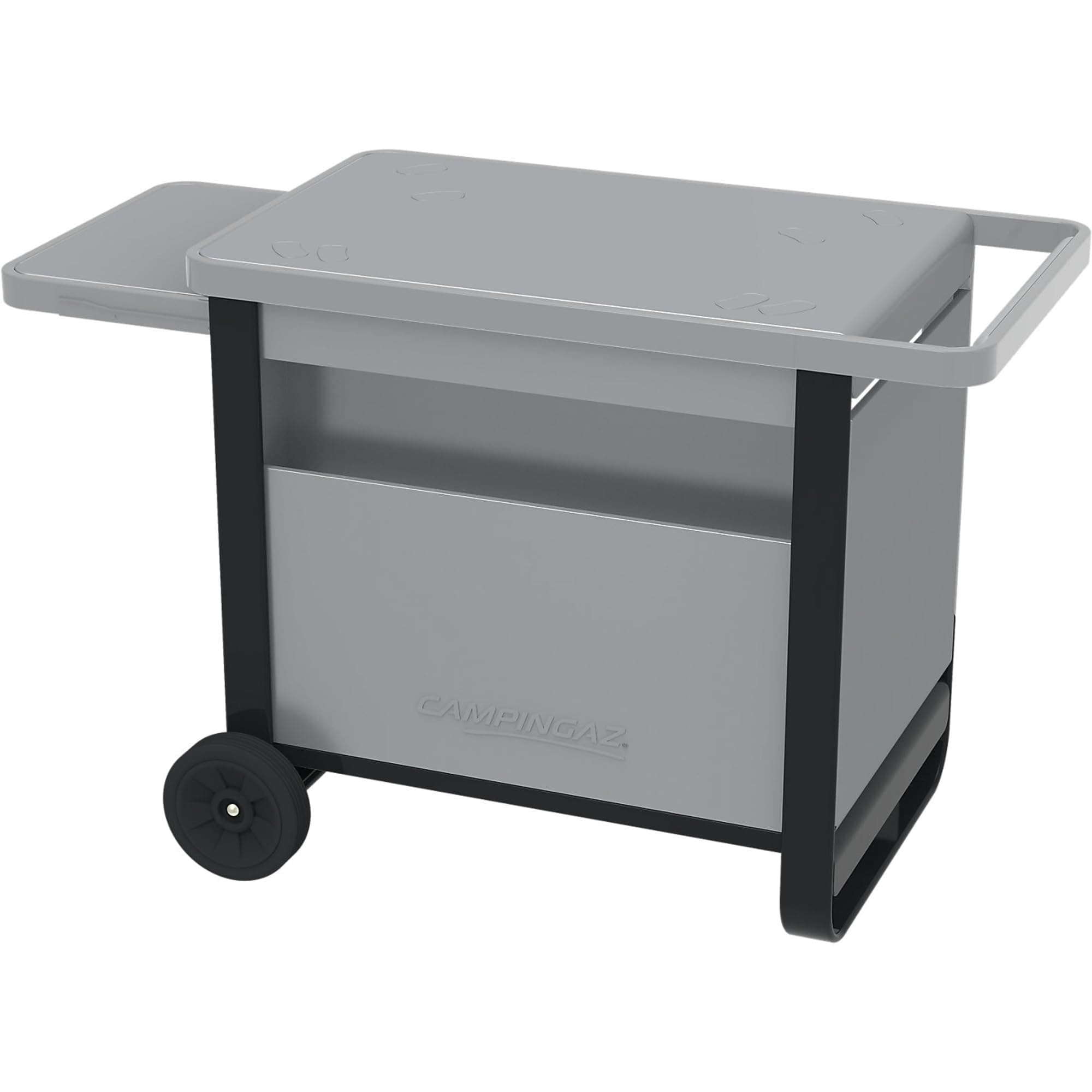 Campingaz Deluxe Trolley, grill trolley for all Attitude BBQs, Master Plancha and BlueFlame Plancha, trolley with pull-out side shelf and front compartment; for table grills and plancha