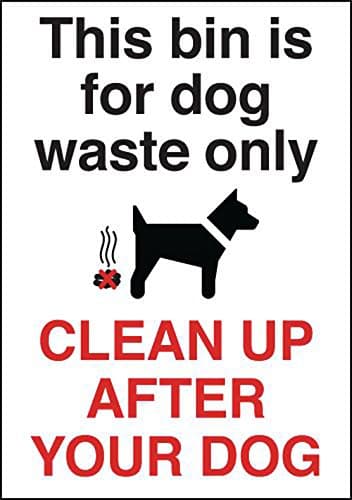 Signs and Labels AMZGS031GRP"This Bin Is For Dog Waste Only" Hazard Safety Sign, 1.2 mm Rigid Polypropylene, 150 mm Length x 125 mm Width
