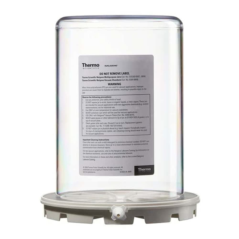Nalgene 5305-0609 Polycarbonate Vacuum Chamber Jar with Polypropylene Vacuum Plate, 4.7L Capacity, 6-5/8" OD x 9-3/8" Overall Height