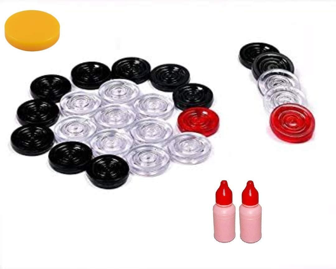 Premium High Class Plastic Carrom Combo Set of 25 Carrom Coins & 1 Acrylic Striker and Carrom( Powder Pack o f2 5 g)m