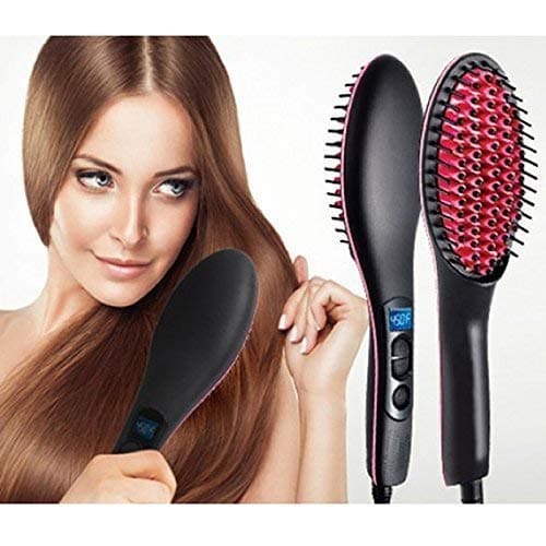 SIVANA Ceramic Professional Electric Hair Straightener with Temperature Control and Digital Display Brush for Women (Black)