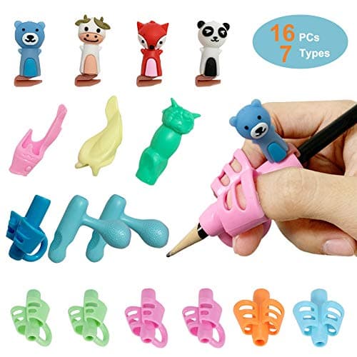 Pencil Grips Children Pen Writing Aid Posture Correction Tool Handwriting Gripper for Kids Preschoolers Children (16PCS)