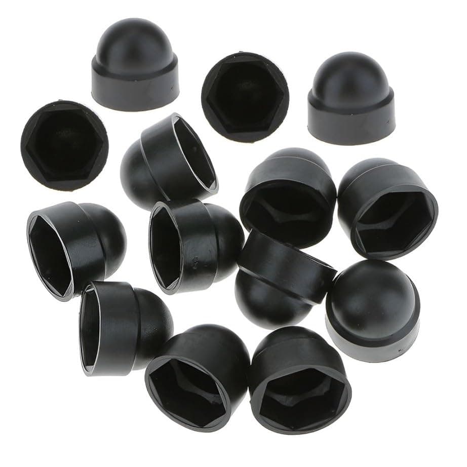 TERF® M6 Black Plastic Hex Nut Bolt Dome Cap Cover M6 (10mm Spanner) Nut and Bolt Protective Caps Cover Hexagonal - Pack of 20