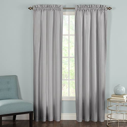 Heritage Landing Faux Silk Lined Window Panel Pair, 84", Silver