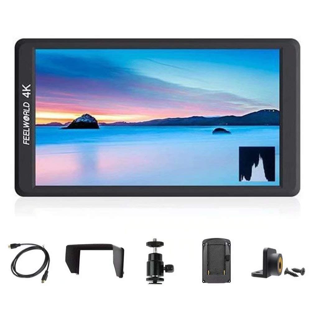 FEELWORLD F570 On-Camera Monitor,5.7″, 4K HDMI Input/Output, 1920x1080, Full HD, Rec.709, Ultra-Thin, Multiple Connection Camera Options, Built-in Sunshade
