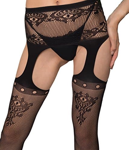 Grandilla Strip-Panty Fishnet Tights Color: Nero - Black var B Size: 1/2 (Small/Medium)