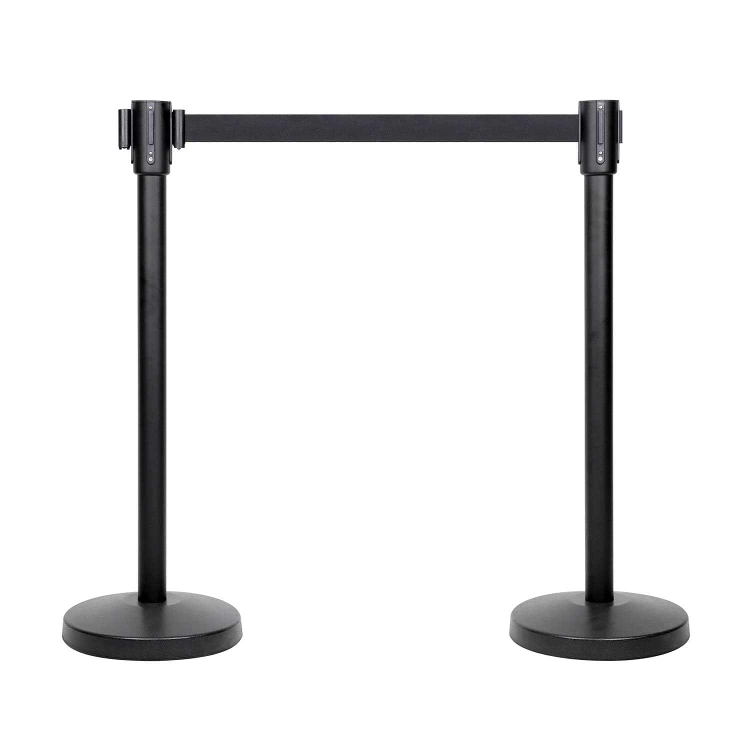 Amazon Basics Premium Crowd Control Stanchions with 6.5 ft Retractable Belt, Easy Assembly, Sturdy, Black, Pack of 2