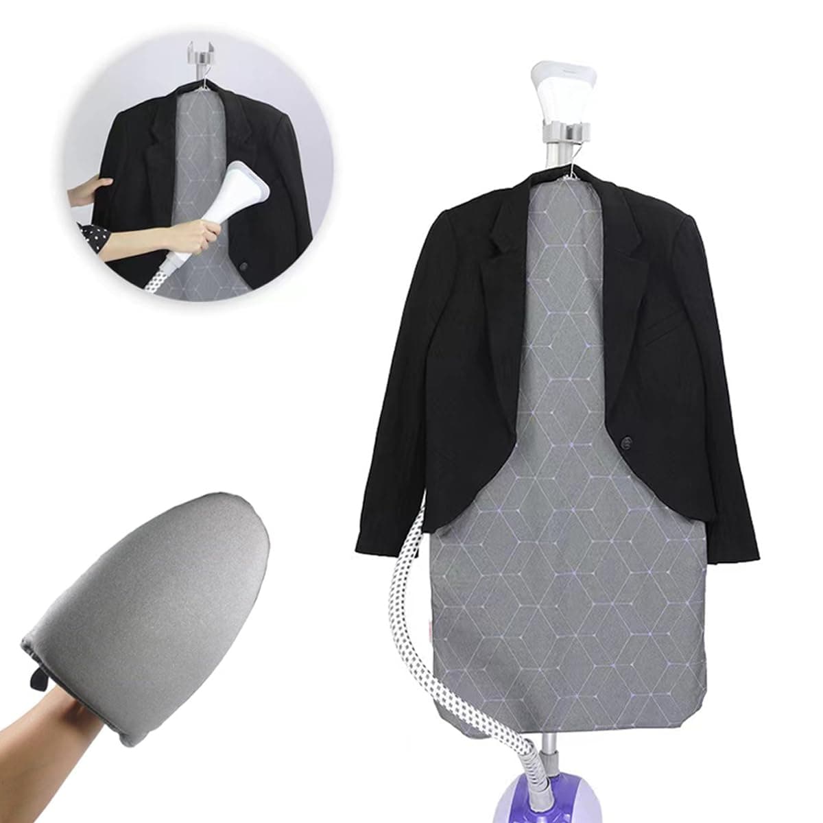 Garment Steamer Hanging Ironing Board Press Pad For Standing Handheld Garment Steamer Accessory Water-Proof Anti-Steam Remove Wrinkles Ironing Mat Pad(Steam Board & Gloves)