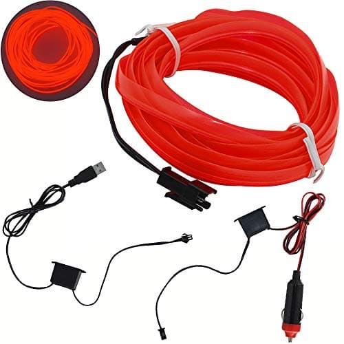 Neon Light El Wire for Automotive Car Interior Decoration with 6mm Sewing Edge RED 4M 158 Inches 1Pcs