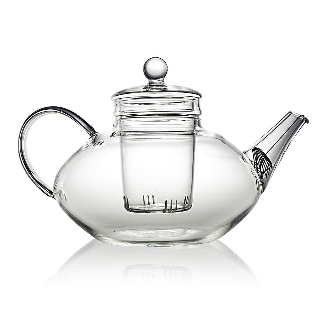Prestige Glass Teapot, 800ml, 2-3 Cup Size, with Glass Infuser for Flowering or Loose Leaf Tea, Ultra Clear