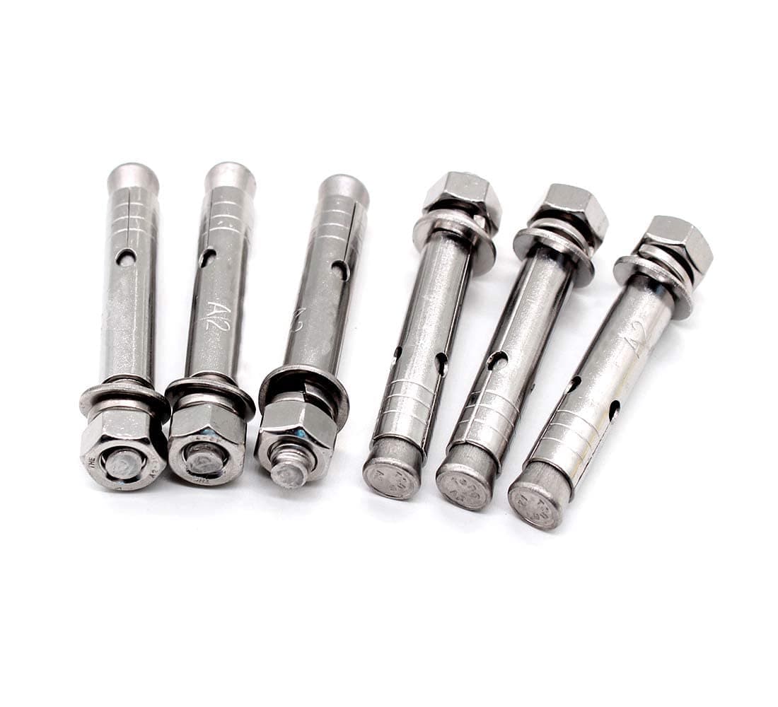 M8x60mm Expansion Bolts Concrete Wall Bolts 304 Stainless Steel Hex Head Sleeve Anchor Expanding Shield Anchor Fastener,Great for Concrete,Drywall,Brick Walls,Block Wall to Support Heavy Load,6 Pack