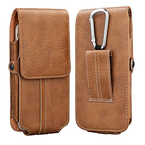 Takfox Phone Holster,Universal PU Leather Belt Clip Belt Loop Case for iPhone 11 Pro Max 11 Pro 11 Xs Max XR XS X 8 Plus, Samsung Galaxy Note 10 Plus, Note 10, S10 S9 S8 S7 J7, A10e up to 6.5"-Brown