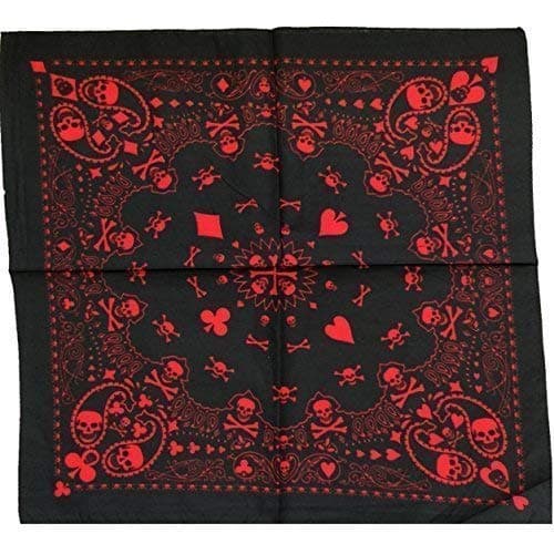 BeautifeyeSkull Skeleton Bones Bandana Headscarf (Skull Suits Red)