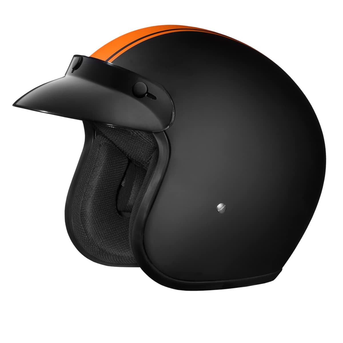 STUDDS JETSTAR Classic D3 Orange Strip Open Face Helmet (Matt Black, Medium)